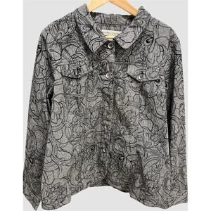 BAMBOO TRADERS Women’s XL Vintage Jacket Velvet Burnout Button Up Classic Office